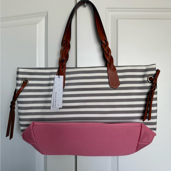 Dooney & Bourke Striped Pink and Gray Tote Bag - Picture 5 of 5